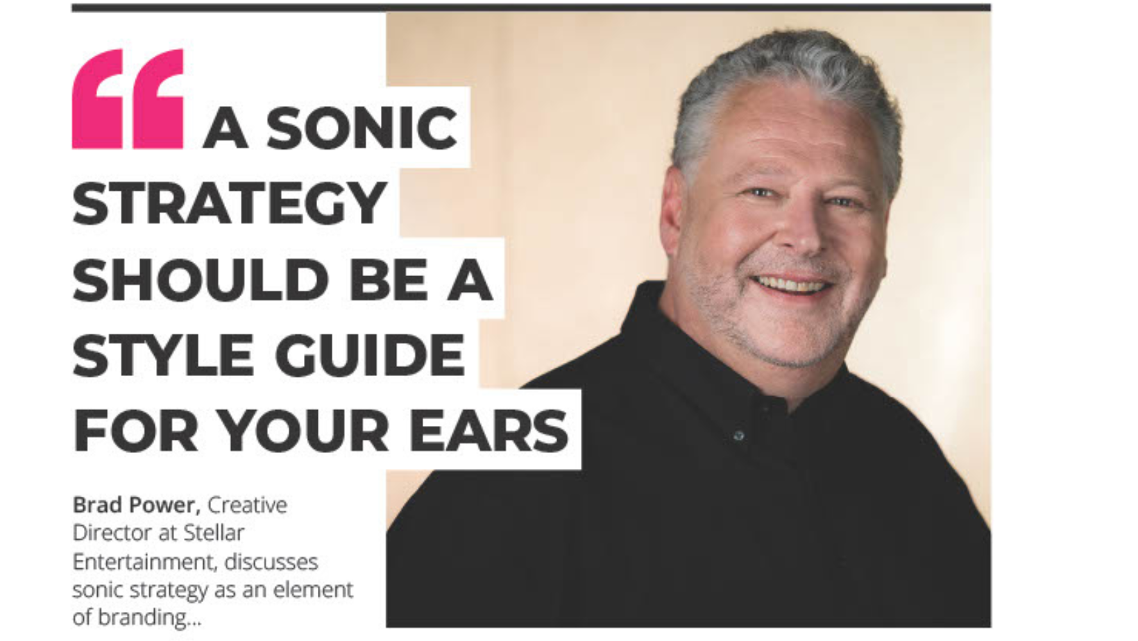 The Power of Audio Branding Header image with Brad Power for Onboard Hospitality Sonic Strategy Article Header
